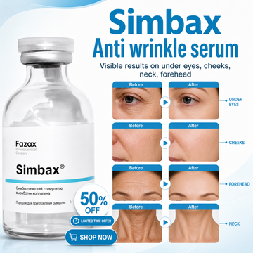 Simbax Anti-Wrinkle Serum – 4x Collagen & Hyaluronic Acid Production – Reduces Wrinkles, Tightens Skin, Improves Elasticity – For Under Eyes, Cheeks, Forehead & Neck
