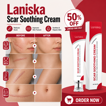 Laniska Scar Soothing Cream – Reduces Scars, Improves Skin Texture, Soothes & Repairs Skin – With Centella Asiatica Extract – For Face, Neck, Leg & Belly – Fades Acne Scars, Postoperative Scars, Trauma Scars & Pigmentation