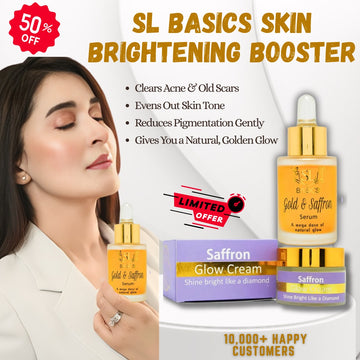 SL Basics Skin Brightening Booster – Saffron & Gold Magic for reducing pigmentation & dark spots